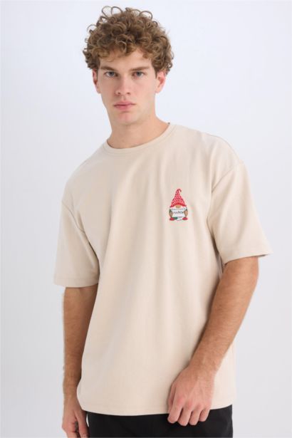 Boxy Fit Crew Neck Printed Short Sleeve T-Shirt