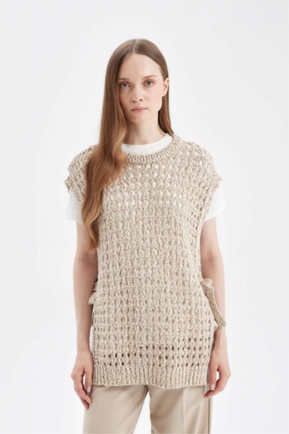 يلك مخرم تريكو بياخة مستديرة ورباط من الجنب