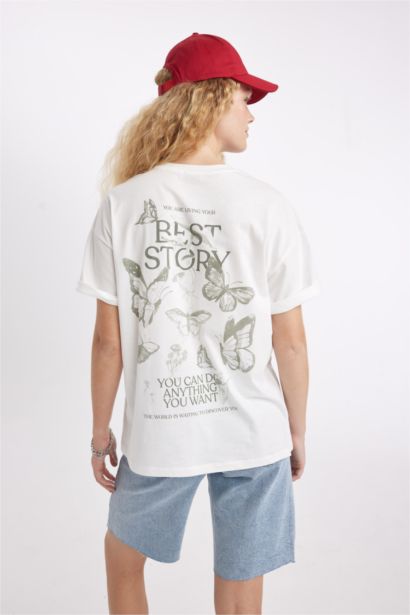 Oversize Fit Crew Neck Printed Short Sleeve T-Shirt