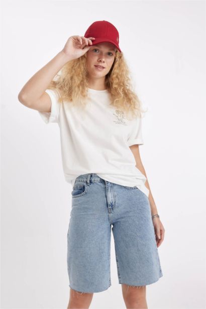 Oversize Fit Crew Neck Printed Short Sleeve T-Shirt