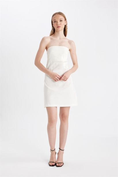 Strapless Bengalin White Mini Dress