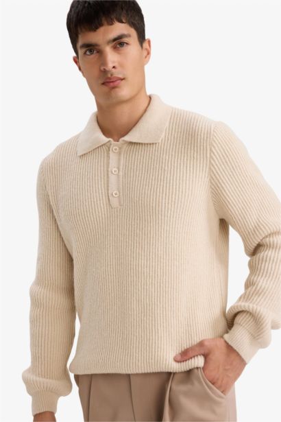 Standard Fit Polo Collar Knitwear Pullover