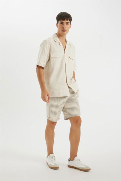 Linen Blend Bermuda Shorts