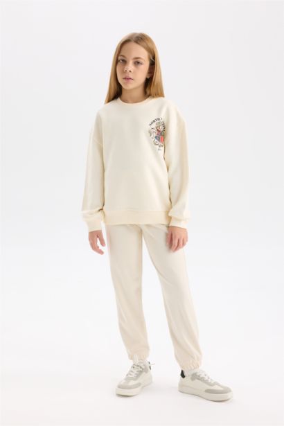 Girl Relax Fit Crew Neck Printed Soft Furry Inside Sweatshirt