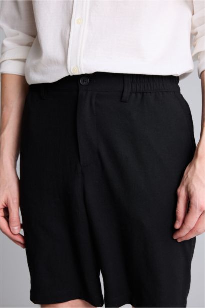 Short droit en lin mélangé Coupe régulière