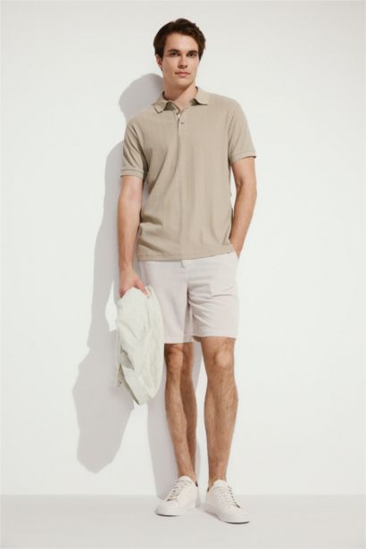 Regular Fit Linen Blended Bermuda Shorts