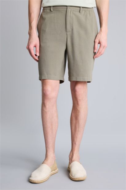 Regular Fit Linen Blended Bermuda Shorts