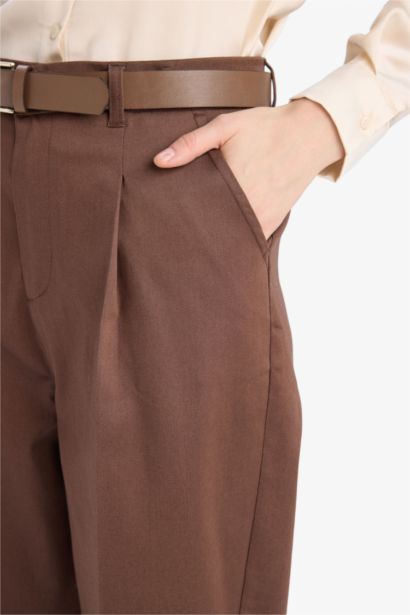 بنطلون كلاسيكي بيزك كاروت فيت انكيل بجيب وخصر عالي