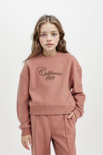 Sweat à capuche imprimé à Coupe Régulière et Col rond