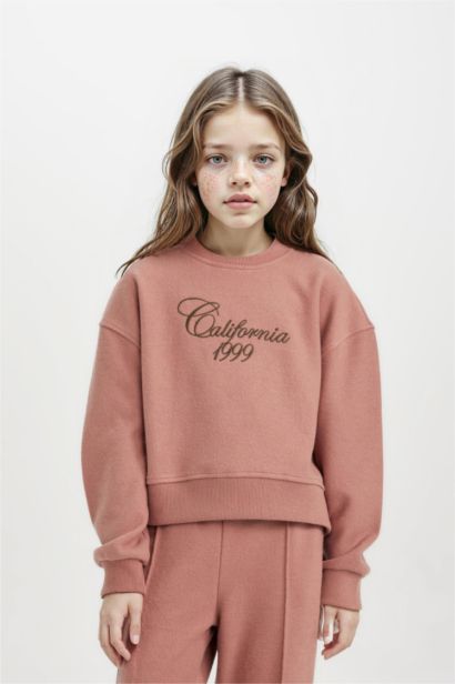 Sweat à capuche imprimé à Coupe Régulière et Col rond