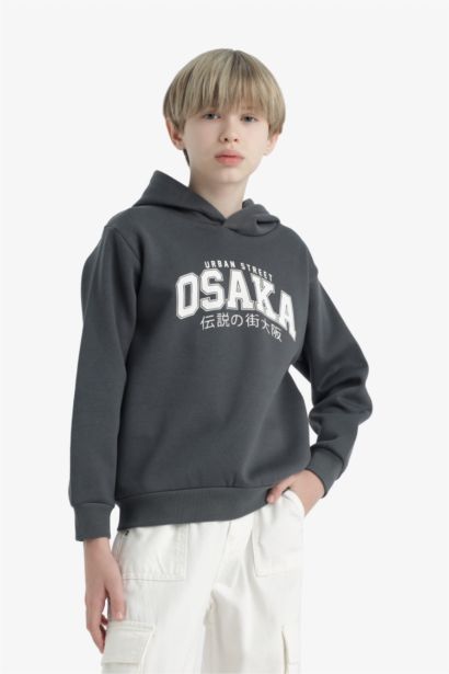 Boy Hooded Soft Fleece Lining Sweatshirt