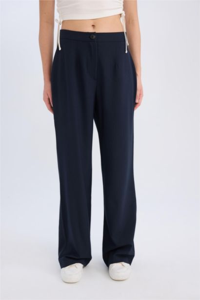 Normal Waist Loose Fit Standard Length Wide Leg Trousers