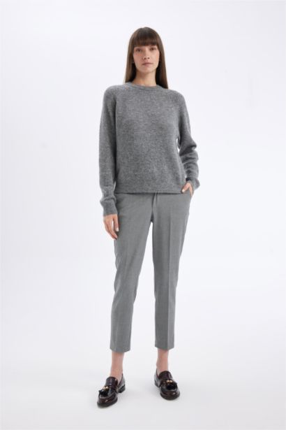 Chino High Waist Straight Leg Trousers