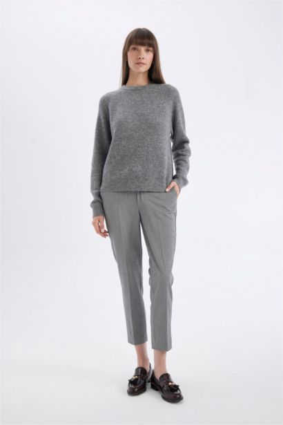 Chino High Waist Straight Leg Trousers