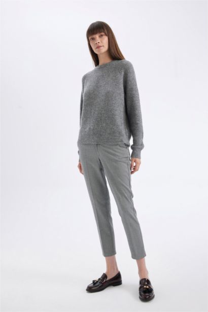 Chino High Waist Straight Leg Trousers