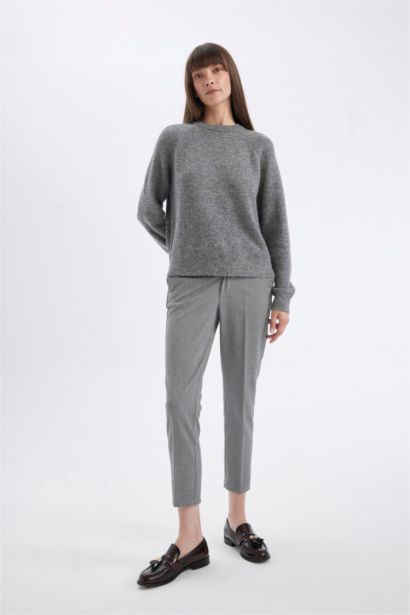 Chino High Waist Straight Leg Trousers
