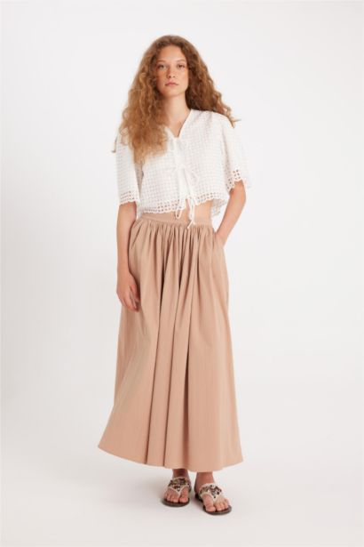 Manuka x DeFacto A Kesim Poplin Maxi Etek