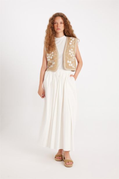 Manuka x DeFacto A Kesim Poplin Maxi Etek