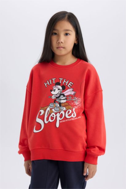 Sweat-shirt Oversize à Col rond Mickey & Minnie pour Fille