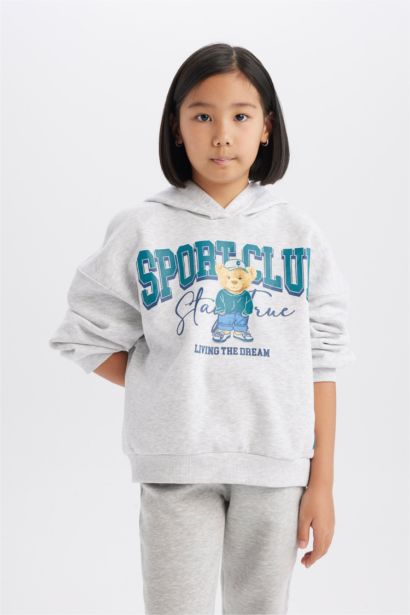 هودي بناتي اوفر سايز رمادي