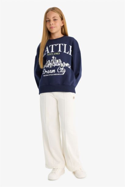 Girl Relax Fit Crew Neck Printed Sweatshirt