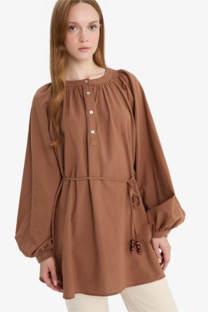Relax Fit Muslin Long Sleeve Tunic