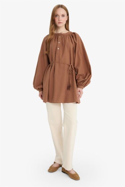 Relax Fit Muslin Long Sleeve Tunic