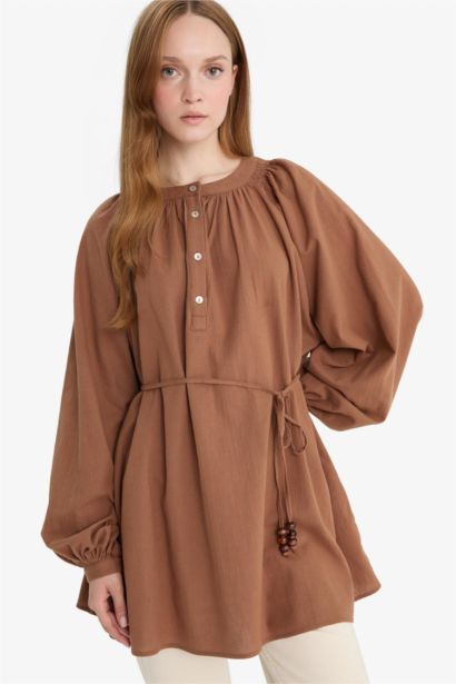 Relax Fit Muslin Long Sleeve Tunic
