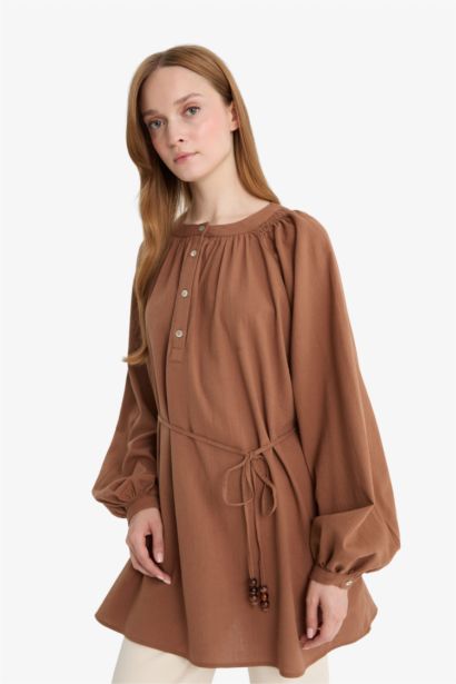 Relax Fit Muslin Long Sleeve Tunic