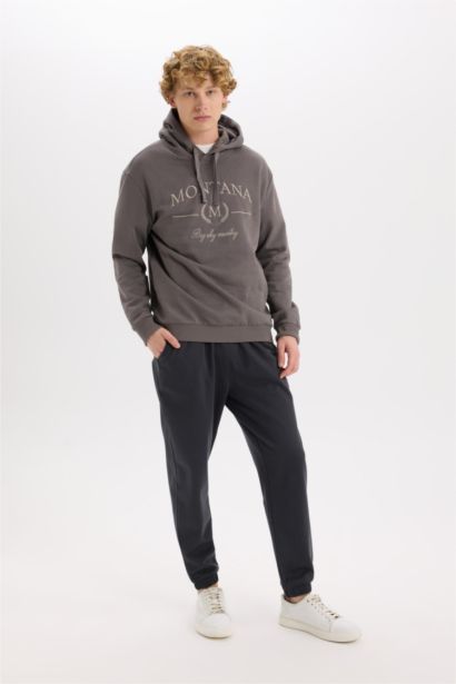 Regular Fit With Pockets Printed Thin Sweatshirt Fabric Trousers