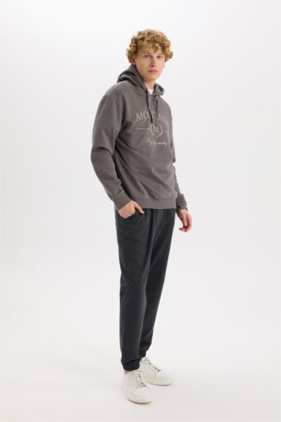 Regular Fit With Pockets Printed Thin Sweatshirt Fabric Trousers