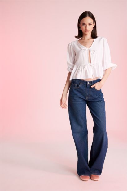 Regular Fit V-Neck Long Sleeve Blouse