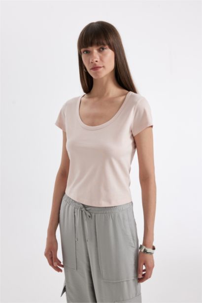 Regular Fit Crew Neck Cotton Basic T-Shirt