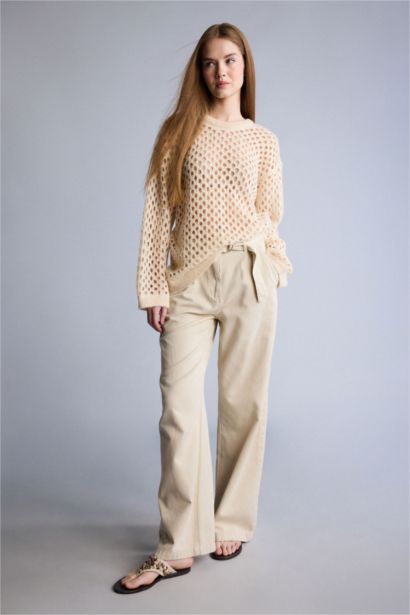 Pantalon large taille haute avec poches