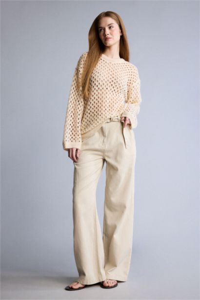 Pantalon large taille haute avec poches