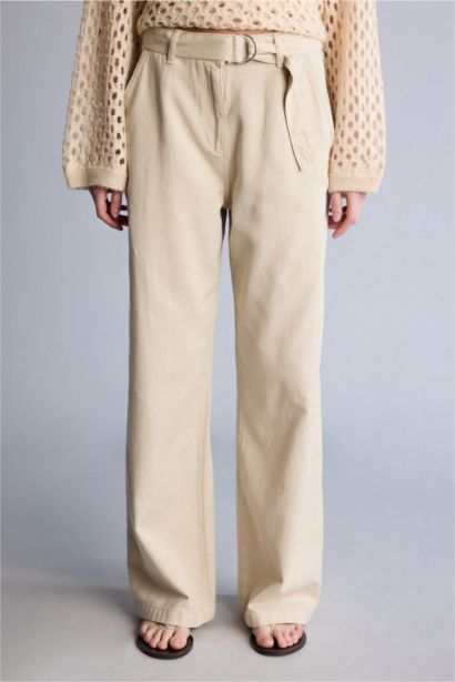 Pantalon large taille haute avec poches