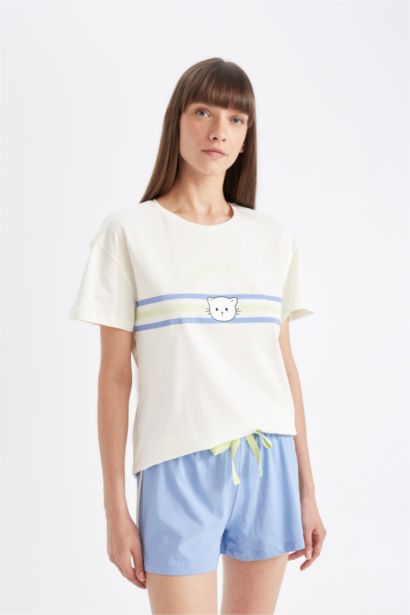 Ensemble pyjama Top à manches courtes et Short à taille élastique