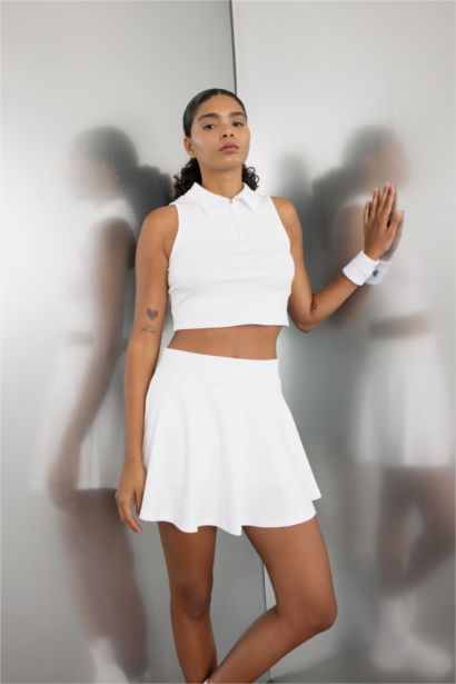 Polo Neck Sports Crop Top