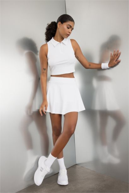 Polo Neck Sports Crop Top