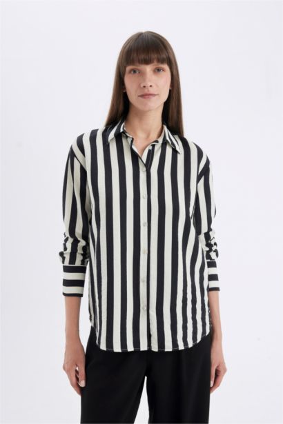 Oversize Striped Long Sleeve Shirt