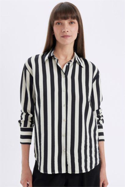 Oversize Striped Long Sleeve Shirt