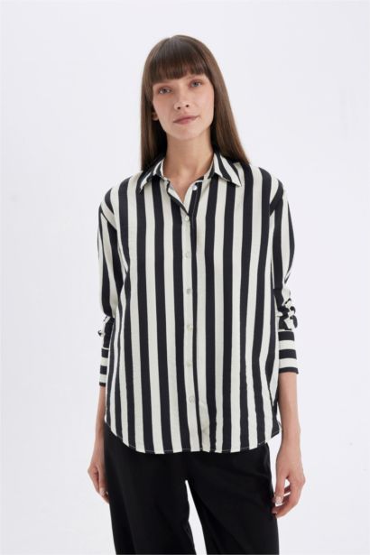 Oversize Striped Long Sleeve Shirt