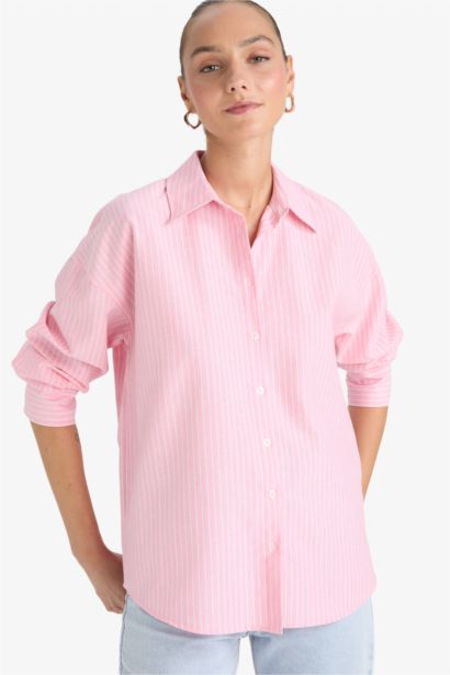 Chemise oversize à rayures en oxford à manches longues