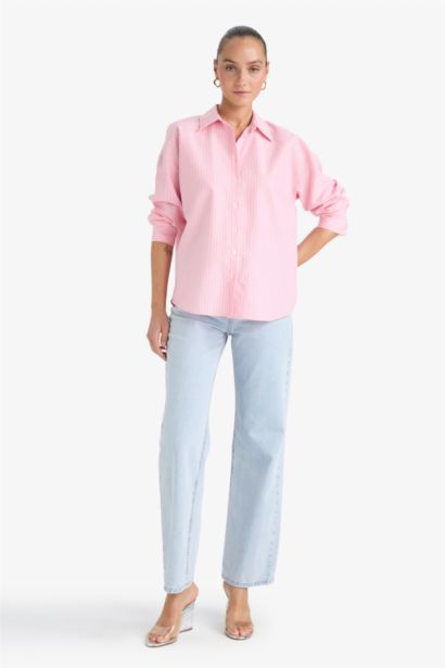 Chemise oversize à rayures en oxford à manches longues