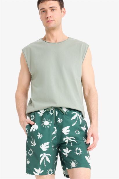 Short De Bain Tissé Coupe Régulière