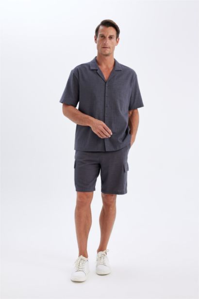 %100 Pamuk Relax Fit Yazlık Polo Yaka Kısa Kollu Gömlek