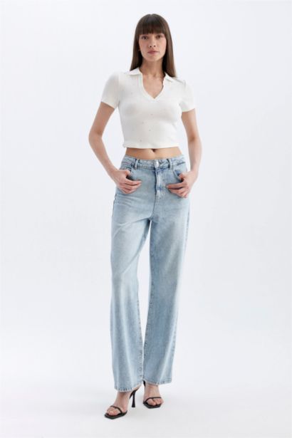 تيشيرت بولو نص كم مضلع سليم فيت