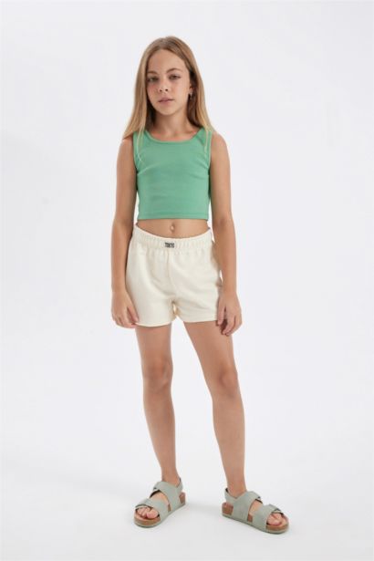 Girl Crew Neck Basic Crop Top