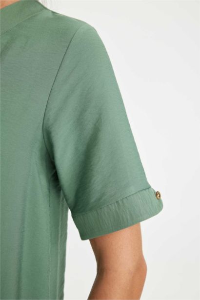 Regular Fit V Neck Short Sleeve Midi Dress