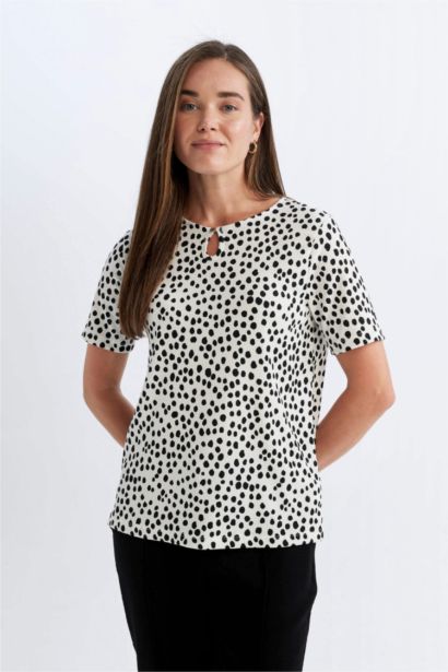 Traditional Regular Fit Patterned Wrinkled T-Shirt